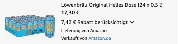 24x 0,5l Löwenbräu 🍻 Original Helles Dosenbier ab 17,30€ (statt 24€) 👉🏻 0,72€ pro Dose