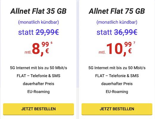 📱 Mega-SIM: o2 Allnet-Flat mit 35GB 5G für 8,99€ oder 75GB für 10,99€ - monatlich kündbar! 📱 Mega SIM: o2 Allnet Flat mit 35GB 5G für 8,99€ oder 75GB für 10,99€   monatlich kündbar!
