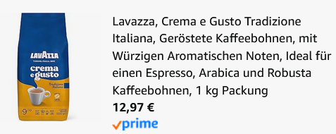☕ 1kg Lavazza Crema E Gusto Tradizione Kaffeebohnen ab 12,97€ (statt 20€)