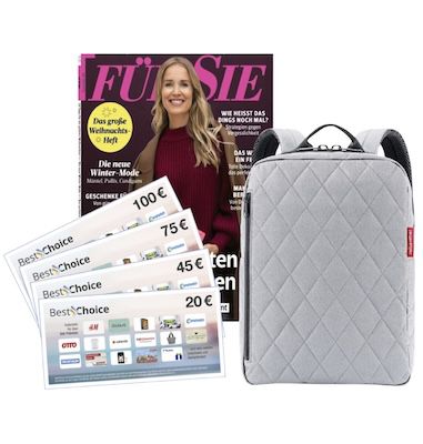 🙋‍♀️ 24 Ausgaben FÜR SIE für 104,20€ + Prämie: 100€ Bestchoice Gutschein + Rucksack
