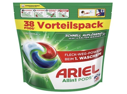 🧺 2x 38 WL Ariel Waschmittel Pods All in 1 Universal+ für 17€ (statt 26€)