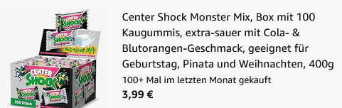 Center Shock Monster Mix - Box mit 100 Kaugummis ab 3,99€ (statt 10€) Center Shock Monster Mix Box mit 100 Kaugummis ab 3,99€ (statt 10€)