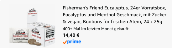 🍃 24er Pack Fishermans Friend Eukalyptus & Menthol 25g ab 14,40€ (statt 23€)  Stückpreis nur 0,60€