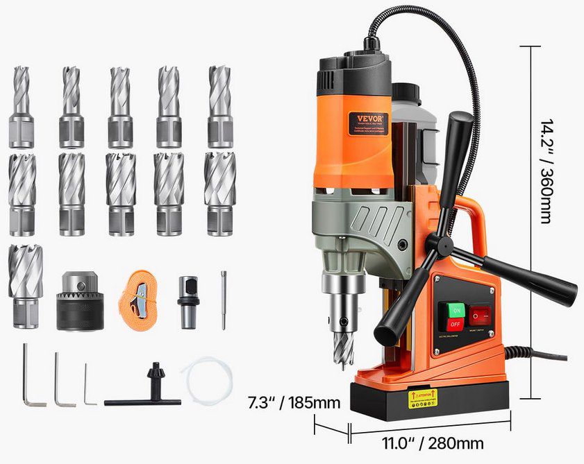 👷‍♂️ VEVOR Magnet Kernbohrmaschine (12.500 N, 850 U/min) für 192€ (statt 250€)