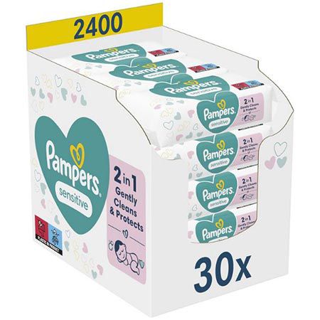 👶 30 x 80er Pack Pampers Sensitive Feuchttücher ohne Duft für 38,25€ (statt 45€)