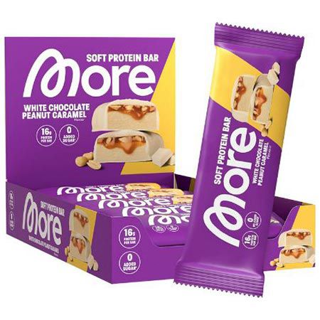🍫 10er Pack MORE White Chocolate Peanut Caramel Protein Bar ab 20,42€ (statt 29€)