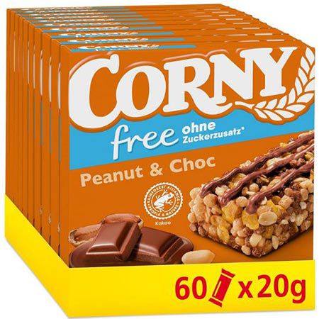 🍫 60er Pack Corny free Erdnuss-Schoko Müsliriegel ab 16,24€ (statt 20€)