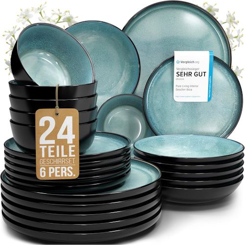 🍽️ Steingut Geschirrset Ibiza 24 tlg. für 6 Personen für 99,95€ (statt 150€)