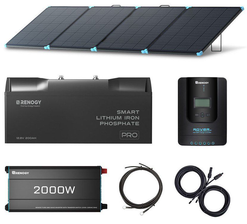 🔋 Renogy Backup System mit 400W Solarpanel + 200Ah PRO Lithium Akku + 2000W Wechselrichter für 999€ (statt 1.300€)