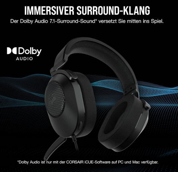 🎧 Corsair HS65 Surround Gaming Headset mit Kabel für 59,99€ (statt 69€)