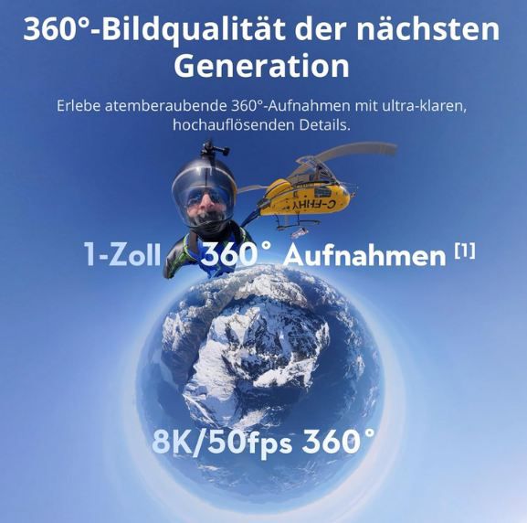 🎥 DJI Osmo 360 Standard Combo Kamera für 360° 8K Aufnahmen für 370€ (statt 405€)