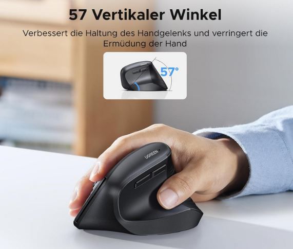 🖱️ Ugreen Kabellose Ergonomische 2.4G & Bluetooth Maus für 13,98€ (statt 20€)