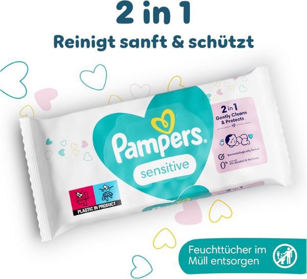 👶 30 x 80er Pack Pampers Sensitive Feuchttücher ohne Duft für 38,25€ (statt 45€)