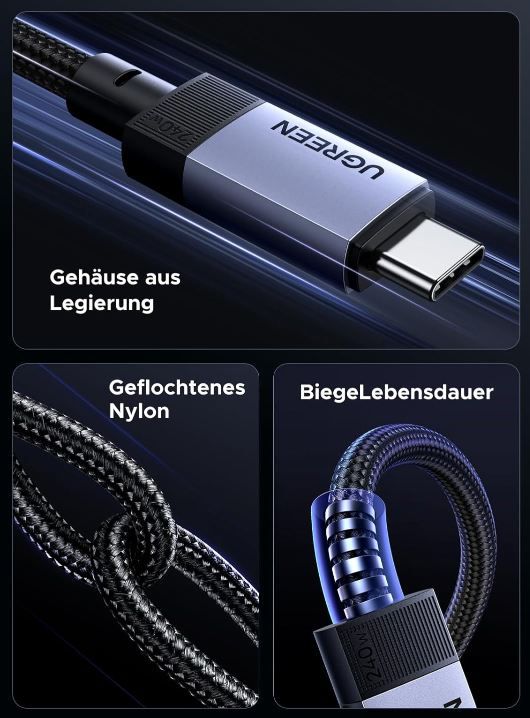 🖥️ UGREEN USB-C auf USB-C Kabel, 40 Gbps, 240W, 1m für 13,39€ (statt 20€) 🖥️ UGREEN USB C auf USB C Kabel, 40 Gbps, 240W, 1m für 13,39€ (statt 20€)