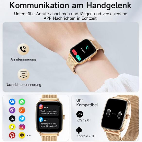 ⌚ aeac 1,85 ⌚ aeac 1,85 HD Smartwatch mit Telefonfunktion & Sensoren für 20,99€ (statt 70€)