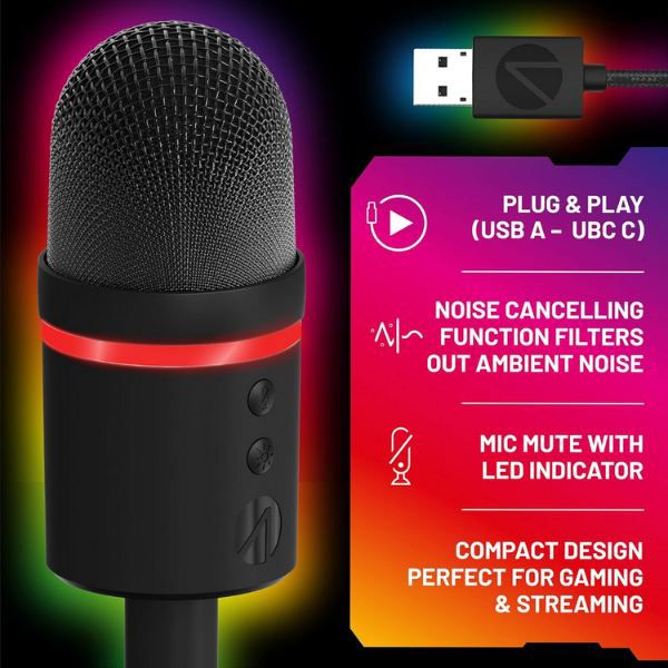 🎙️ Stealth Light Up LED USB Streaming Mikrofon mit NC für 15,65€ (statt 35€)