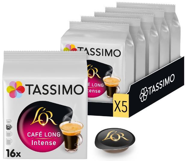☕ 5 x 16er Pack Tassimo LOR Café Long Intense Pads für 12,60€ (statt 19€)
