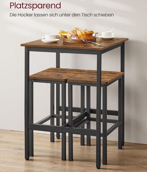 🪑 Vasagle Vintage Bartisch mit Barhocker Set für 63,99€ (statt 80€)