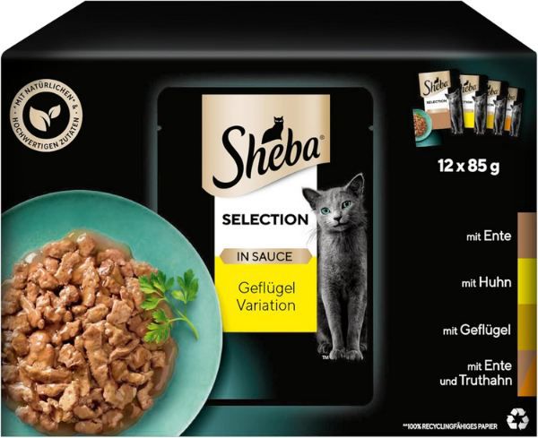 🐈 48er Pack Sheba Selection in Sauce mit Geflügel ab 15,96€ (statt 20€)