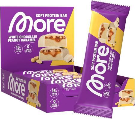 🍫 10er Pack MORE White Chocolate Peanut Caramel Protein Bar ab 20,42€ (statt 29€)