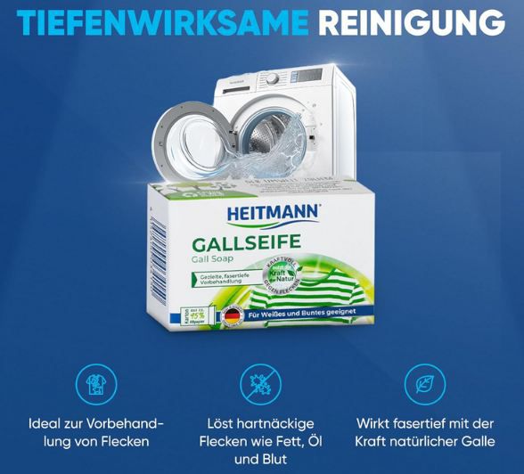 🧼 Heitmann Gallseife gegen Flecken & Schmutz ab 0,89€ (statt 2€)