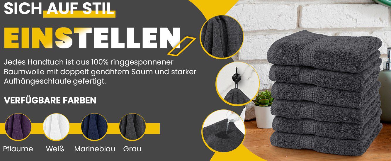 🫧 6x Utopia Towels Frottee Handtücher (50x100 / 100% Baumwolle) ab 21,24€ (statt 27€)