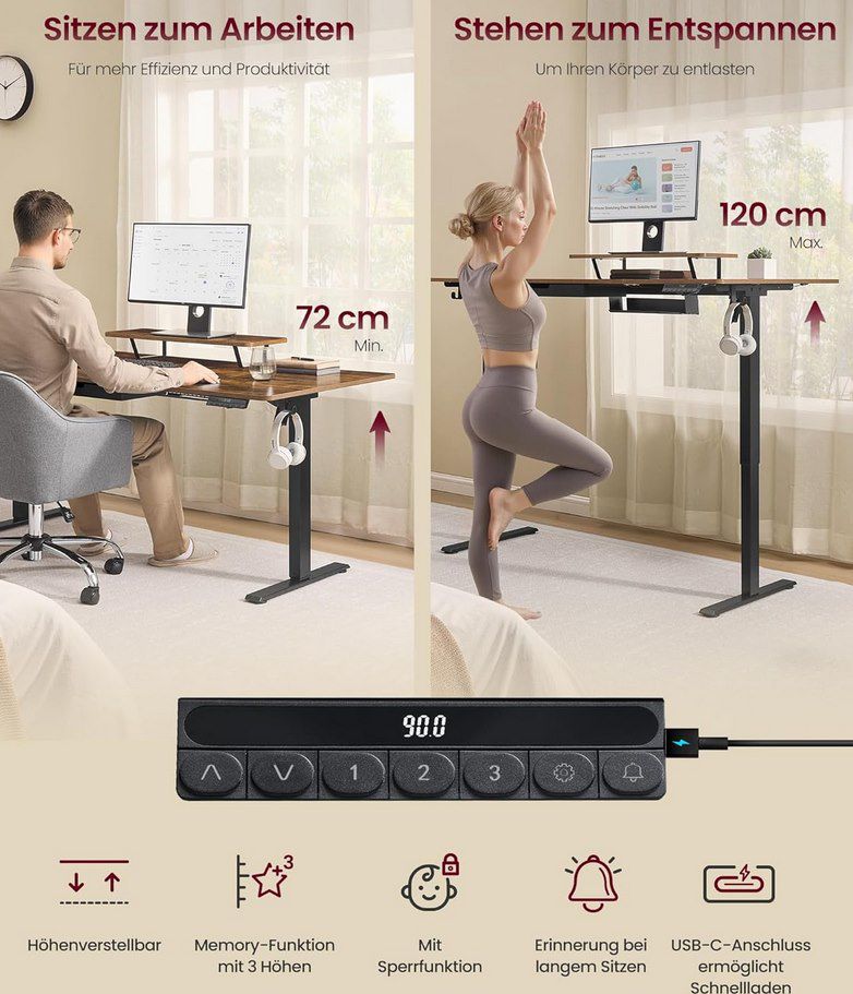 📝 Versch. VASAGLE Schreibtische mit flexibel montierbarem Monitorständer z.B für 113,99€ (statt 150€)