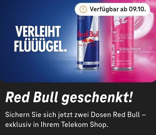 Magenta Moments: 2 Dosen Red Bull gratis abholen   ab 09.10.