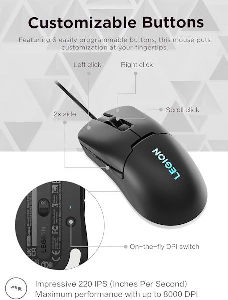 🖱️ Lenovo Legion M300s RGB Gaming Maus für 19,22€ (statt 30€)