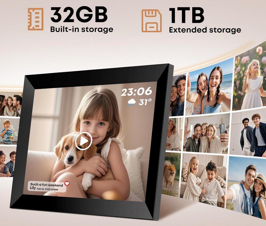 🖼️ Glracd 10,1 Zoll 1280*800 digitaler Bilderrahmen mit 32GB & WiFi für 41€ (statt 60€)