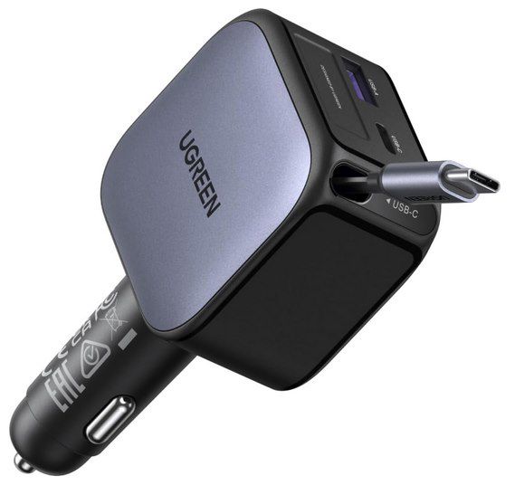 ⚡ UGREEN Nexode 60W 3-Port USB-C ausziehbares Kfz Ladegerät für 10,98€ (statt 15€)