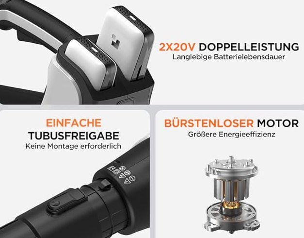 🍂 Litheli U20 Akku Laubbläser mit bürstenlosen Motor + 2x 4Ah Akku für 99,99€ (statt 120€)
