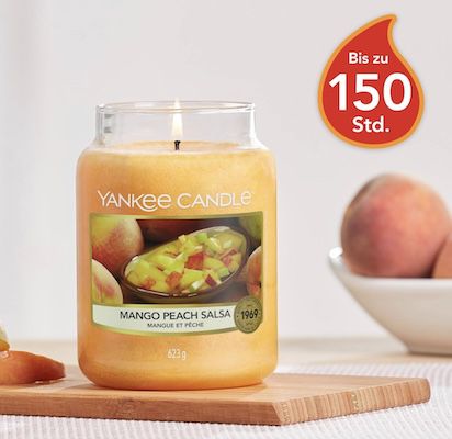 🥭🍑🔥 623g Yankee Candle Duftkerze Mango Peach Salsa im Glas für 20€ (statt 29€) 🥭🍑🔥 623g Yankee Candle Duftkerze Mango Peach Salsa im Glas für 20€ (statt 29€)