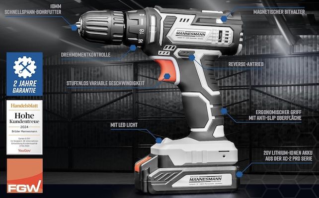 Brüder Mannesmann Akku Bohrschrauber inkl. 1 Akku für 36€ (statt 47€)