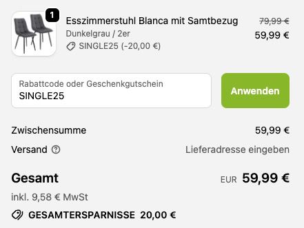 🪑🪑 2er Set Esszimmerstühle Blanca in 3 Farben mit Samtbezug ➡️ für 59,99€ (statt 100€)