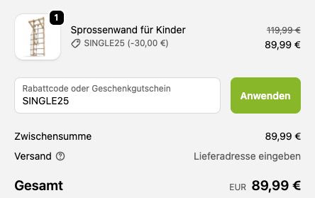 🪜 Juskys Sprossenwand mit Seil, Ringen und Klimmzugstange für 89,99€ (statt 180€)