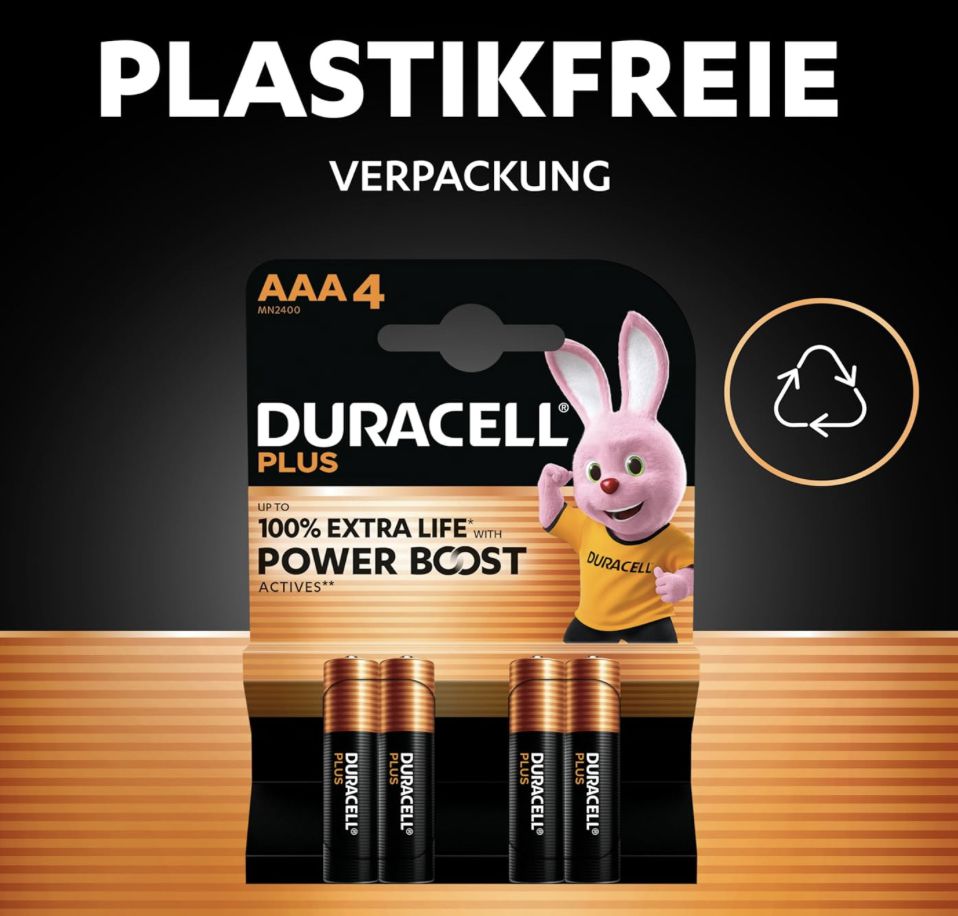 🔋 30x Duracell Plus AAA Batterien für 21,84€ (statt 28€)