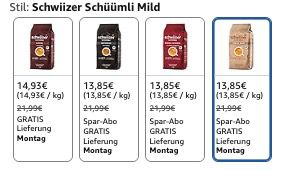 ☕ Schwiizer Schüümli Mild Ganze Kaffeebohnen 1kg ab 13,85€ (statt 22€) ☕ Schwiizer Schüümli Mild Ganze Kaffeebohnen 1kg ab 13,85€ (statt 22€)