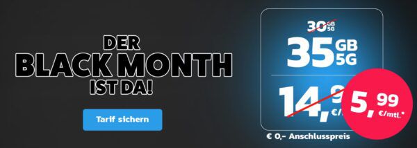 🤯 simyo Black Month: o2 Allnet-Flat mit 35GB 5G nur 5,99€ mtl. + 0€ AG 🤯 simyo Black Month: o2 Allnet Flat mit 35GB 5G nur 5,99€ mtl. + 0€ AG