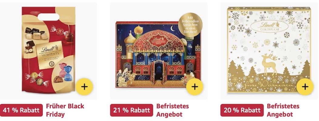 🤤🍫 Amazon: Lindt Produkte stark reduziert z.B. 2025 Adventskranz für 24€ (statt 29€)