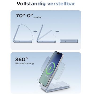 UGREEN MagFlow 2 in 1 Wireless Charger mit 25W für 39,99€ (statt 53€)