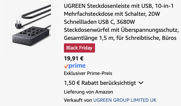 UGREEN 10-in-1 Mehrfachsteckdose für 19,91€ (statt 26€) UGREEN 10 in 1 Mehrfachsteckdose für 19,91€ (statt 26€)