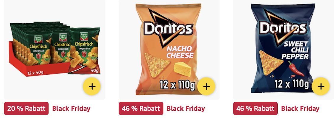😋 Amazon: Chips und Knabbereien im Black Week Sale z.B. Burger King Whopper Tortilla Chips für 12,99€ (statt 21€)