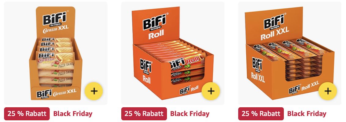 🌭😋 Amazon: BiFi Produkte im Black Week Sale z.B. 24x 70g XXL Salami Snack für 27€ (statt 40€)