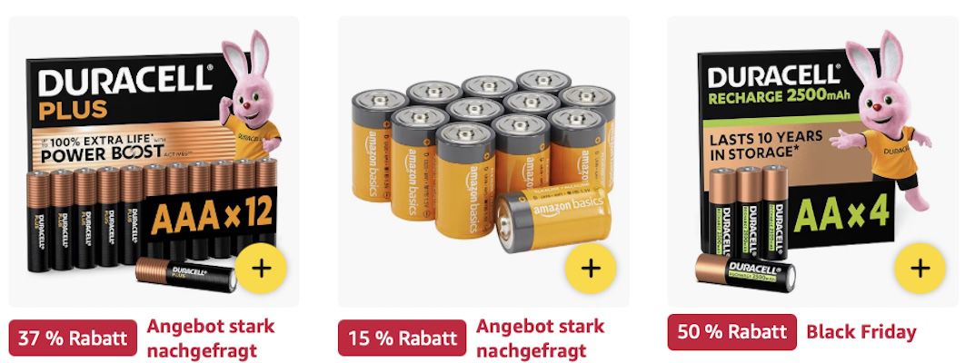 🔝🔋 Amazon: Energizer , Varta  & Duracell Batterien im Black Week Sale z.B. 50x Varta AA Batterien für 18€ (statt 24€)