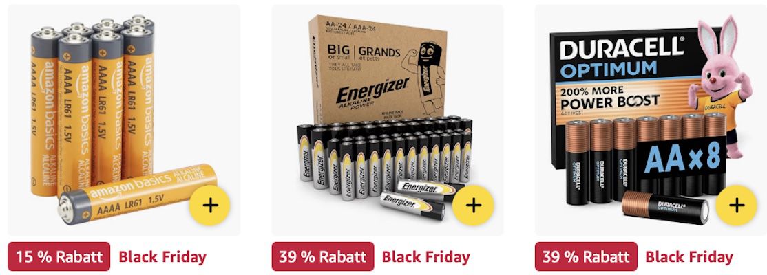 🔝🔋 Amazon: Energizer , Varta  & Duracell Batterien im Black Week Sale z.B. 50x Varta AA Batterien für 18€ (statt 24€)