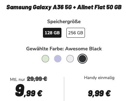 🔥 Samsung Galaxy A36 für 9,99€ 📱 mit Vodafone Allnet 50GB für 9,99€ mtl. + keine AG 🔥 Samsung Galaxy A36 für 9,99€ 📱 mit Vodafone Allnet 50GB für 9,99€ mtl. + keine AG