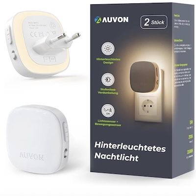 2x Auvon Nachtlicht Steckdose mit Bewegungssensor für 14,51€ (statt 18€)
