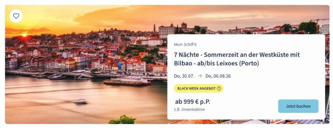 🚢 TUI Cruises Mein Schiff Black Week ☀️ Mittelmeer, Westeuropa, Event  und Transreisen