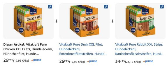 🐓💨 🐕 6x Vitakraft Pure Chicken XXL Hühnchenfilet je 250g für 26,94€ (statt 36€)